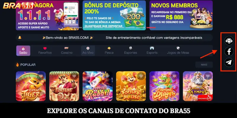 Explore os canais de contato do BRA55