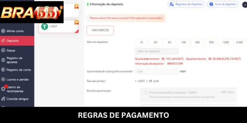 Regulamentos específicos sobre pagamento