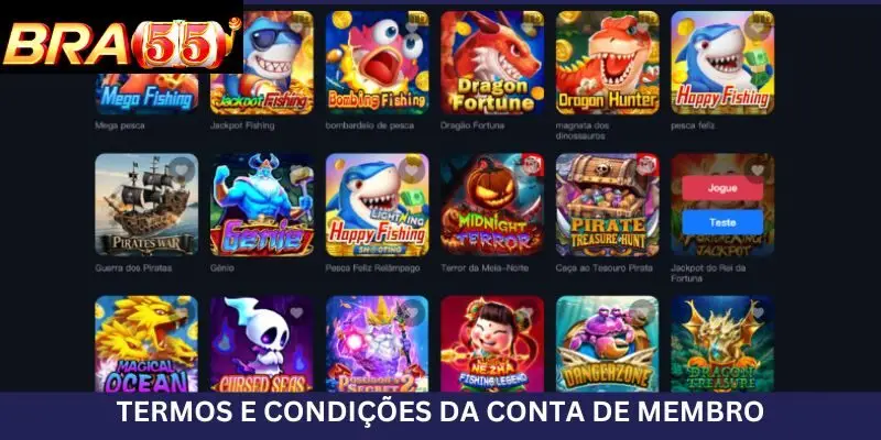 Termos e condições relativos às contas de membros