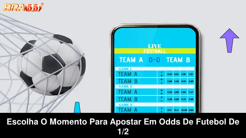 Escolha o momento para apostar em odds de futebol de 1/2